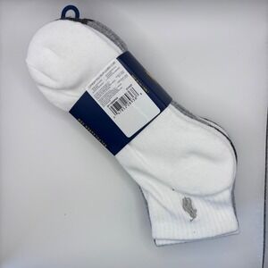Polo Ralph Lauren Socks Mens 10-13 White Grey 4 Pack Low Cut New ZP113858PKN